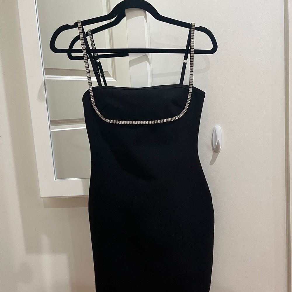 Superdown Black Dress with Embellished Straps